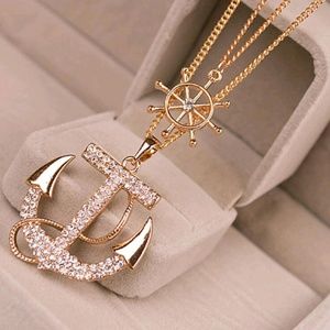 Swarovski Crystal Anchor Rudder Necklace